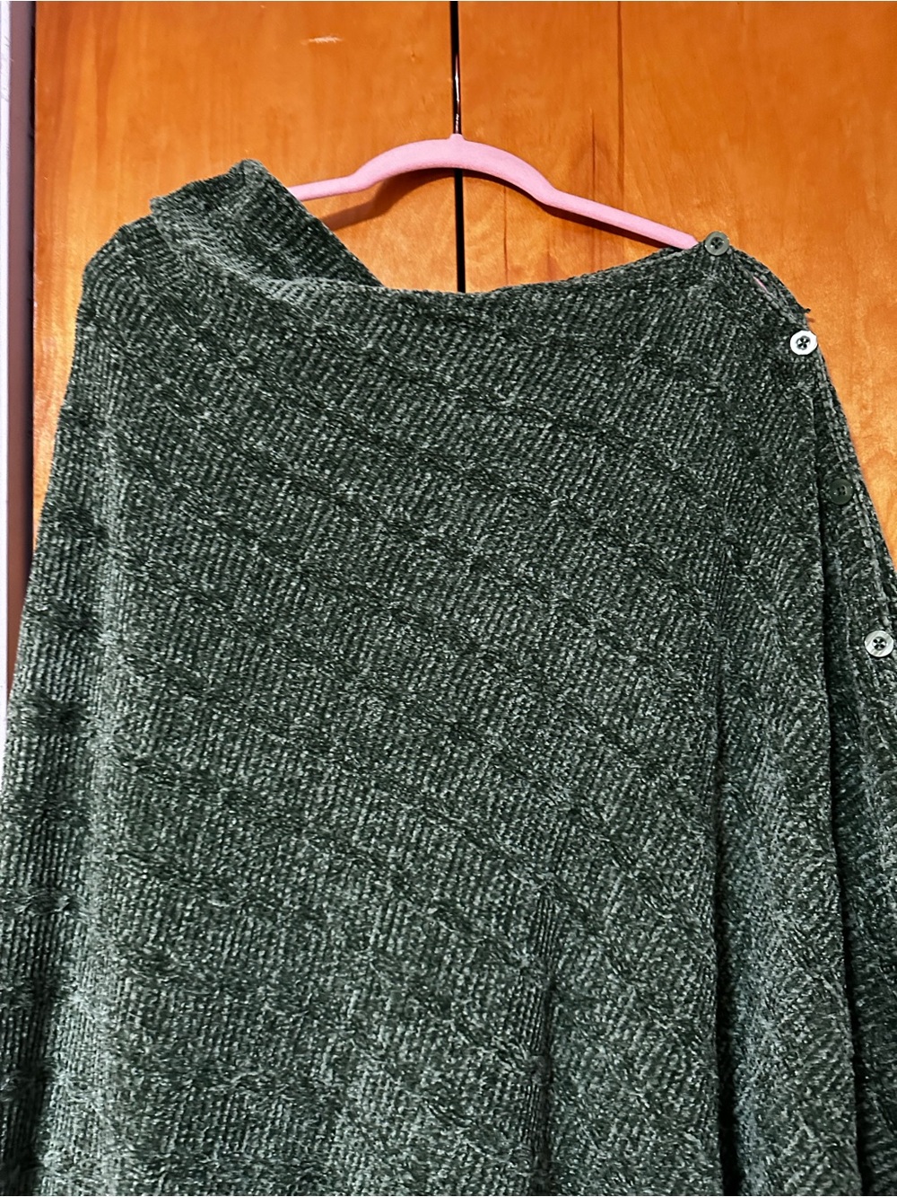 LuLaRoe Dark Green Off-the-Shoulder Button Detail Sweater